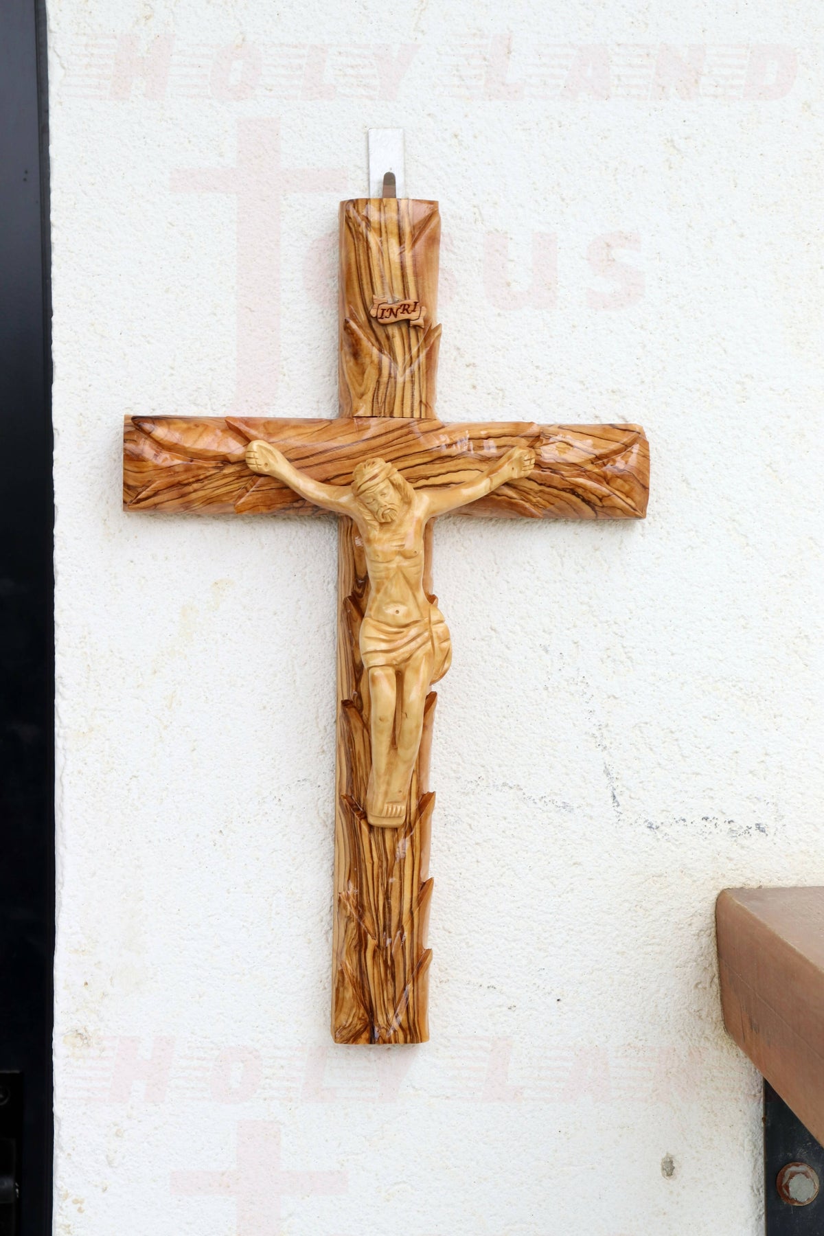 Handcrafted Olive Wood Cross from Jerusalem 14'' Wall Hanging