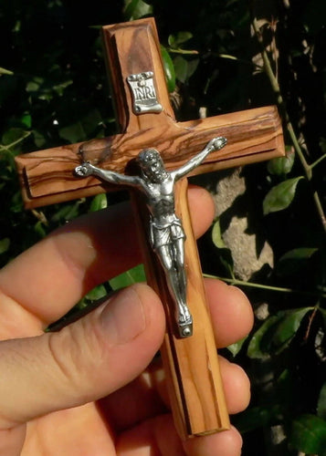 5" Olive Wood Crucifix Wall /Palm Jesus Corpus Christian Cross Holy Bible Land