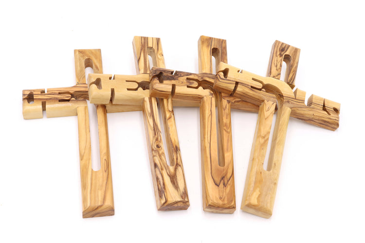 4 Pcs Olive Wood Cross7.87 inch Hand Made Jerusalem HolyLand Crucifix Jesus Wall