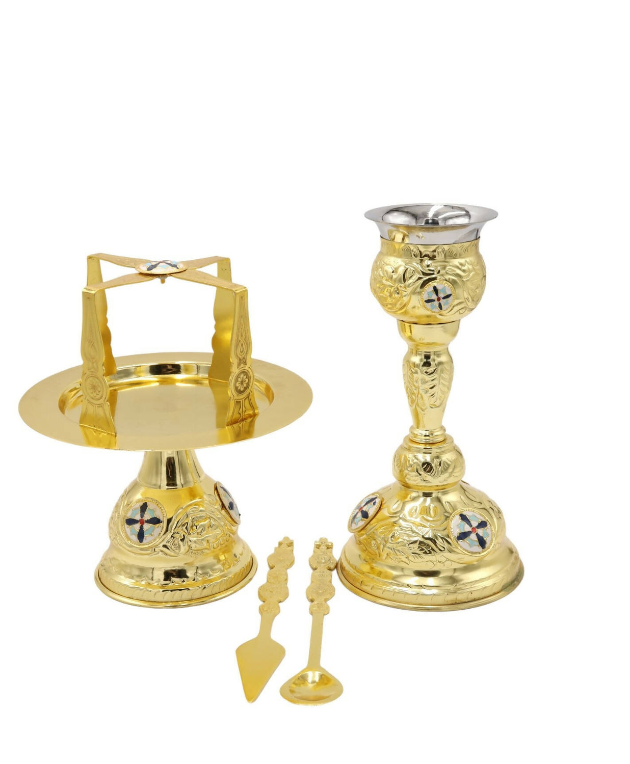 Hand made Church Altar Holy Communion Golden Brass Chalice Grail SET H ...