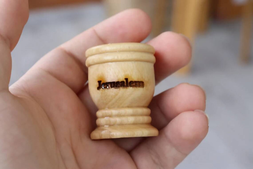 4pcs Mini Cup Authentic Communion Hand Made olive wood Jerusalem holy land