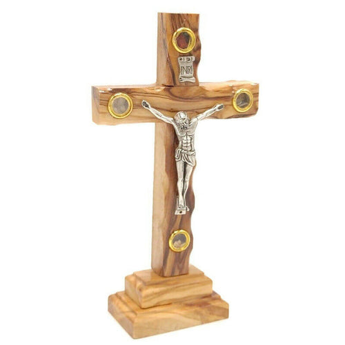 Catholic Olive Wood Stand Crucifix