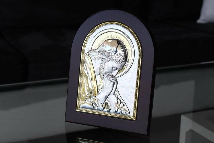 Icon Jesus Praying Nikolaos Silver 950 CERTIFICATED Christian Hand Made