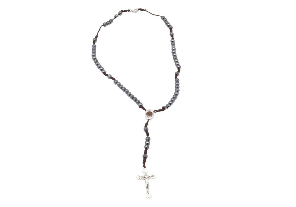 Necklace Rosary Black Hematite Jerusalem Hand Made Holy Land Beads Crucifix