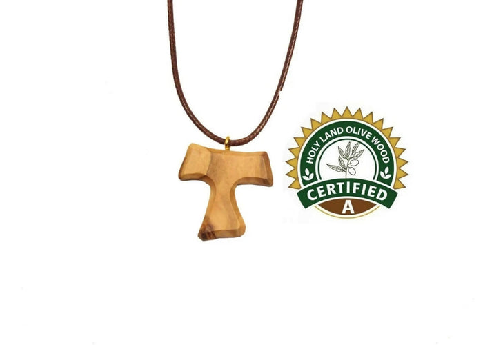 Olive Wood Tau Cross Pendant