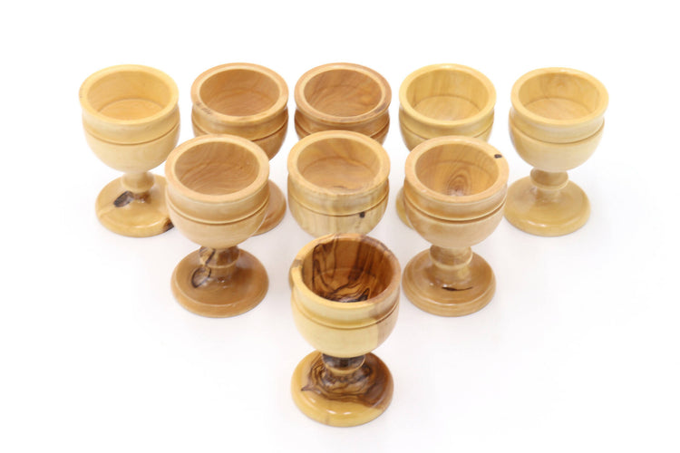 9 PCS Cup Authentic Communion Wine Hand Made olive wood Jerusalem Church