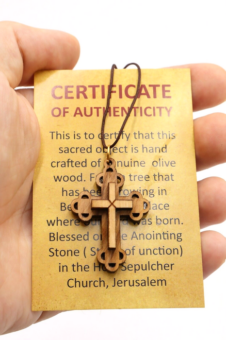 3 pc Necklace Cross Souvenir Jerusalem Olive Wood crucifix Pendant Bet —  Orthodox Depot