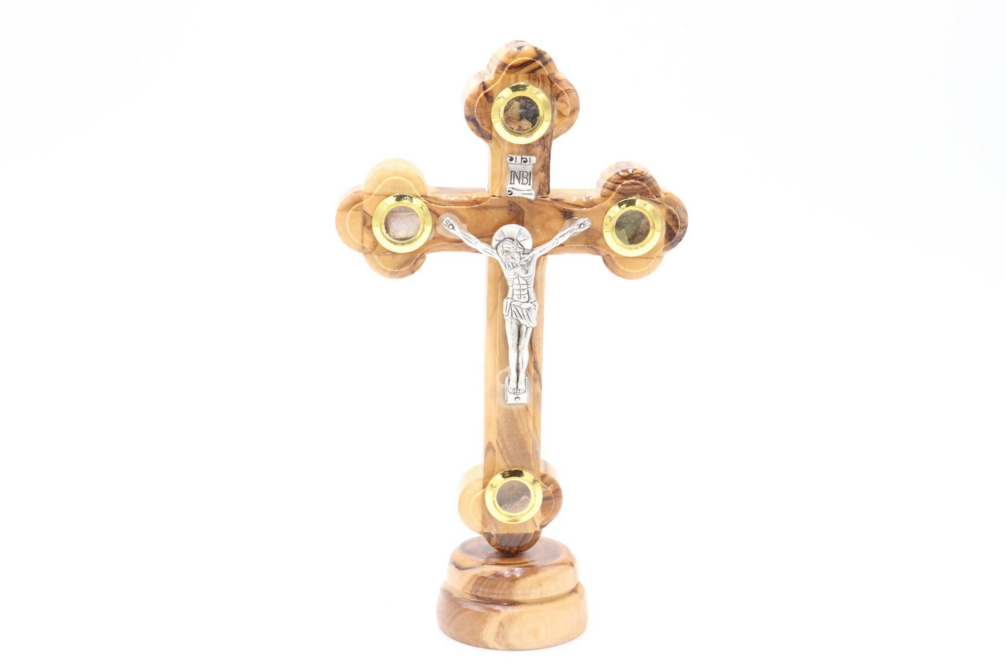 Round Olive Wood Crucifix Cross - Orthodox Depot