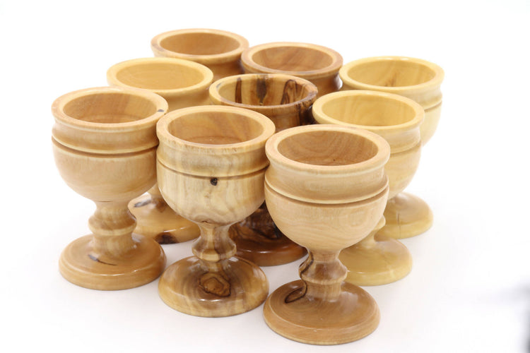 9 PCS Cup Authentic Communion Wine Hand Made olive wood Jerusalem Church