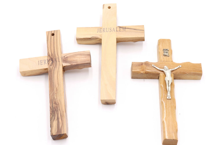 3 PCS Cross Crucifix † Wall Olive Wood 6.1 inch Hand Made Christian