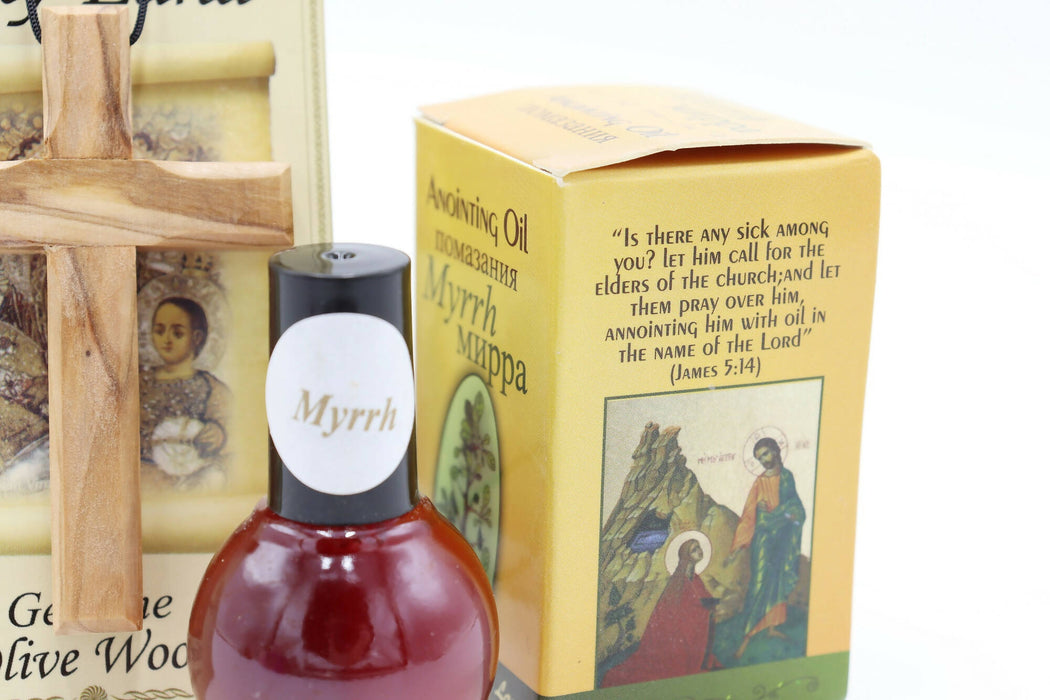 Anointing oil Myrrh With Necklace Cross Olive Wood