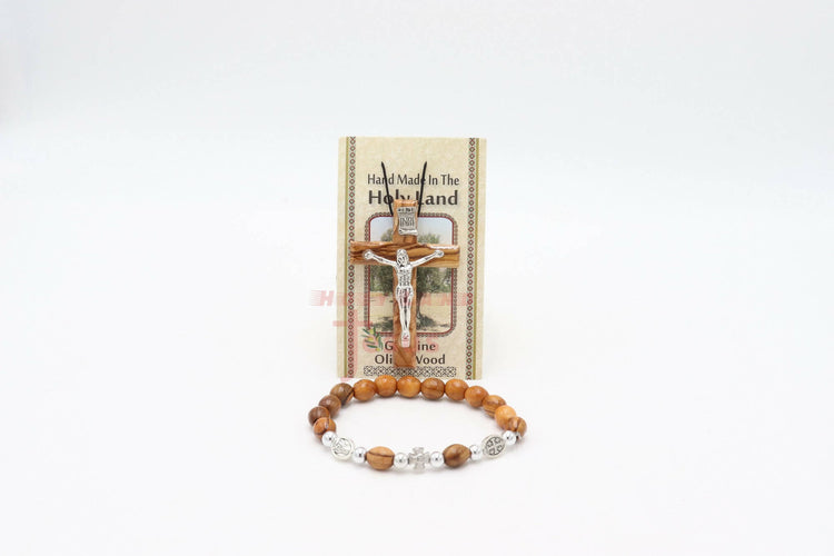 wooden rosary bracelet with Necklace Crucifix Cross