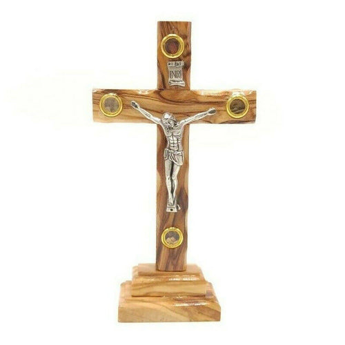 Catholic Olive Wood Stand Crucifix