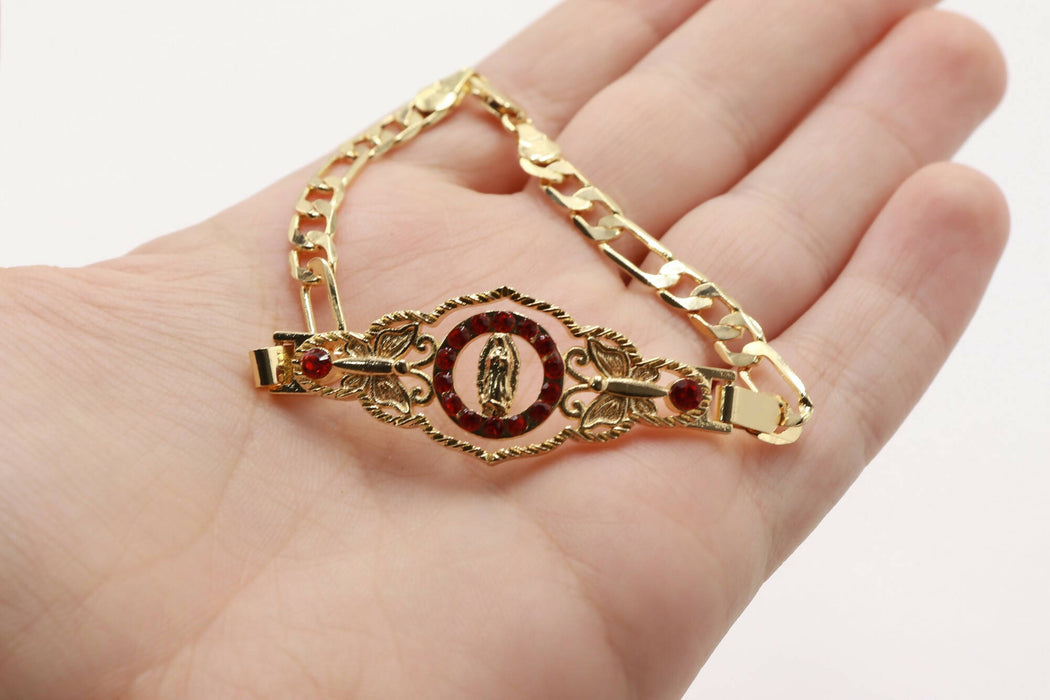 Virgin Mary Bracelet Red Gold plated Stainless steel Holy Land Religion