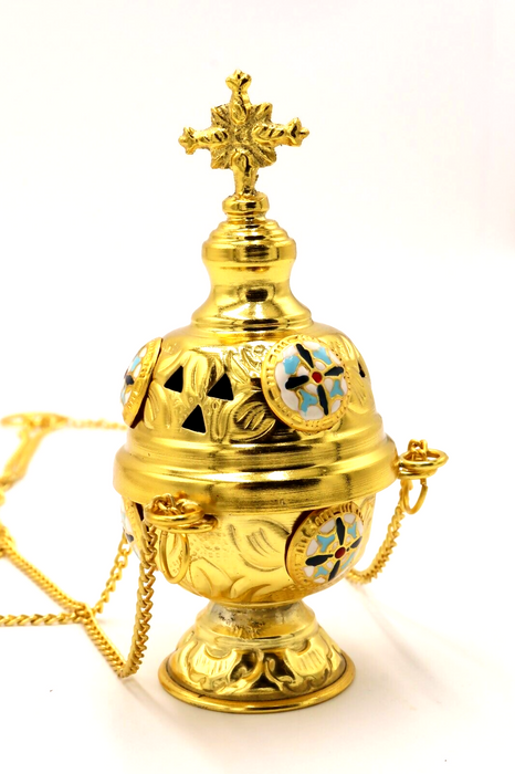 Burner Incense Orthodox church Gold Cross Holy Land Christianity