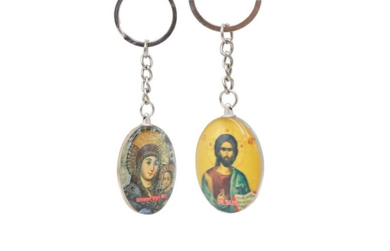 Cross Key Chain ring JERUSALEM Holy Land Religion Gift Accessories Saint Benedict Jesus Fish Crucifix Virgin Mary Icon