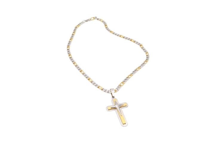 Cross Necklace silver Gold plated Stainless steel Jerusalem Christianity Pendant