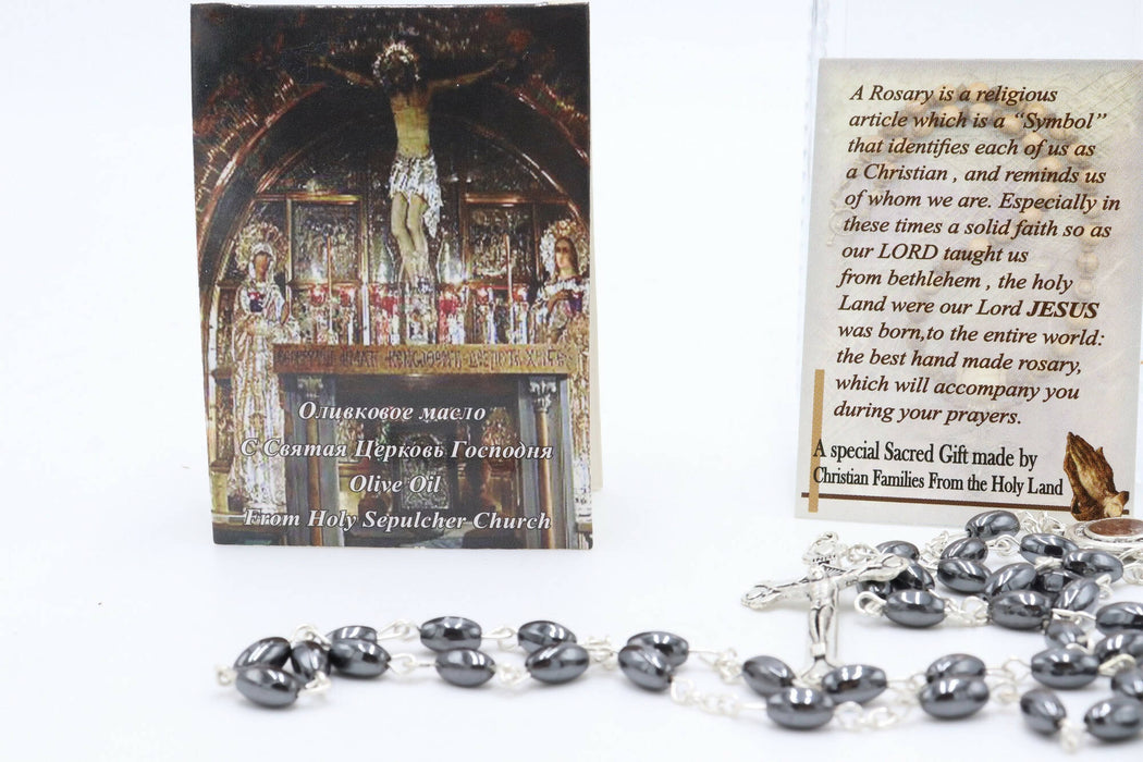 Rosary With Holy Olive Oil sepulcher Church Jerusalem Holy Land Set Souvenir