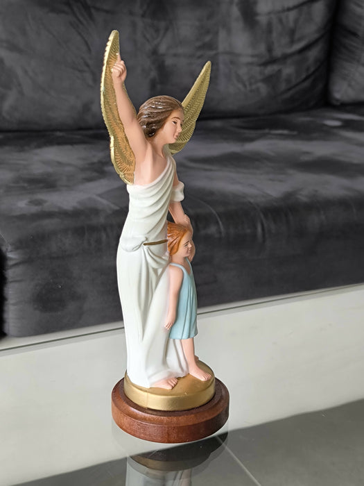 Gold Boy Guardian Angel 10.43" Religious Statue Figurine Fatima Portugal hand decorated Religious Statuary