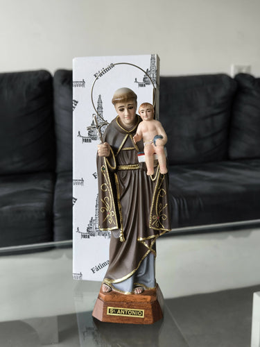 Saint Anthony 14.56" Religious Statue with crystal eyes Figurine Made in Fatima Portugal hand decorated Statuary