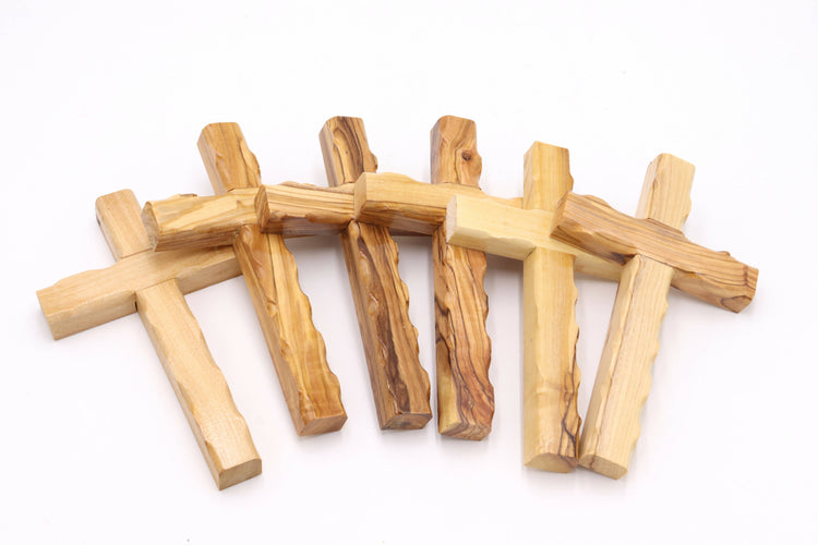 6 PCS Olive Wood Wall 6.1 inch Cross Hand Made Jerusalem Blessed Home Hanging X6