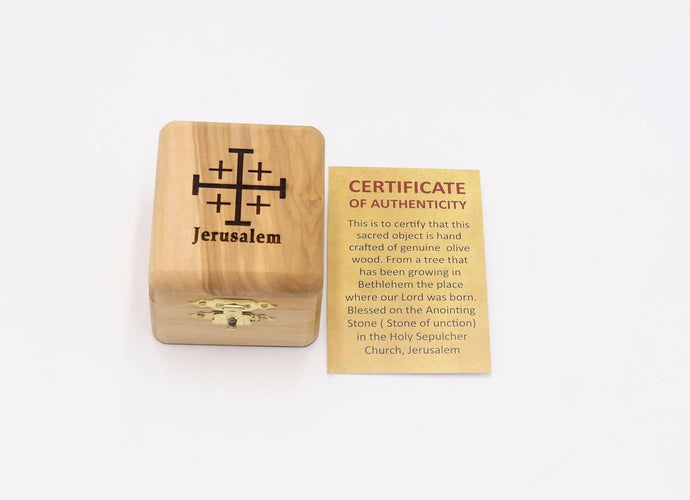 Box Olive Wood Hand Made with Certificate of authenticity Holy Land Jerusalem Blessed Gift souvenir Crafts Carved