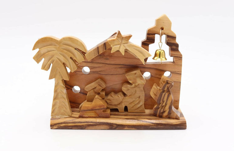 Nativity small Hand Made Olive Wood From Jerusalem Bethlehem Carved Christmas gift Decor