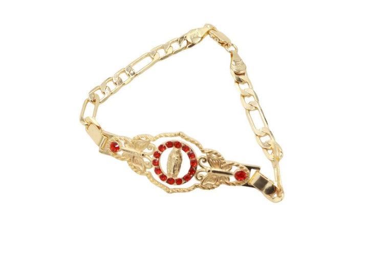 Virgin Mary Bracelet Red Gold plated Stainless steel Holy Land Religion