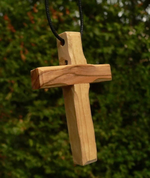 Olive Wood Cross Pendant - Jerusalem