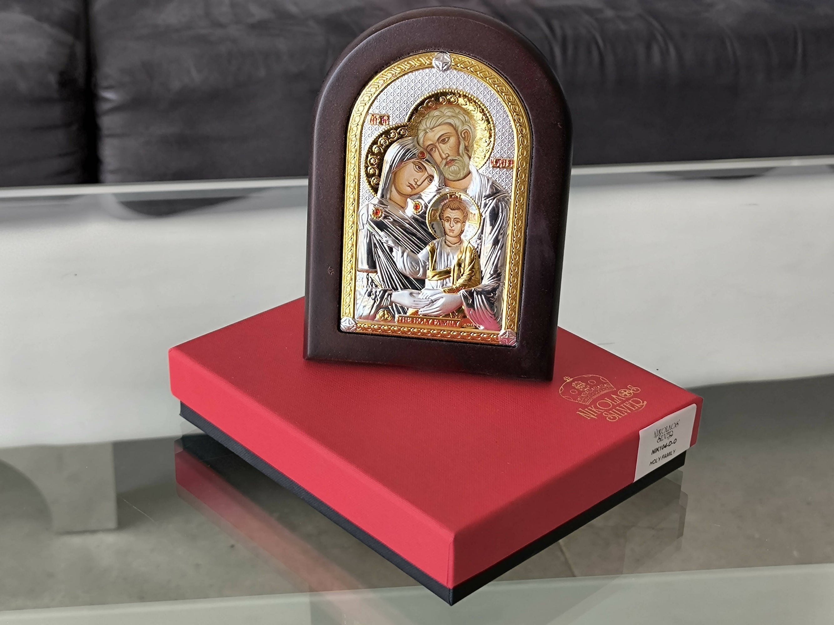 The Holy Family 3.74 x 2.95 inch Icon Handicraft hanging \ standing Go ...
