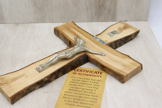 Crucifix † Olive Wood Cross Hand Made With Certificate of Authenticity Holy Land Jerusalem Holy Blessed Gift Home Christian