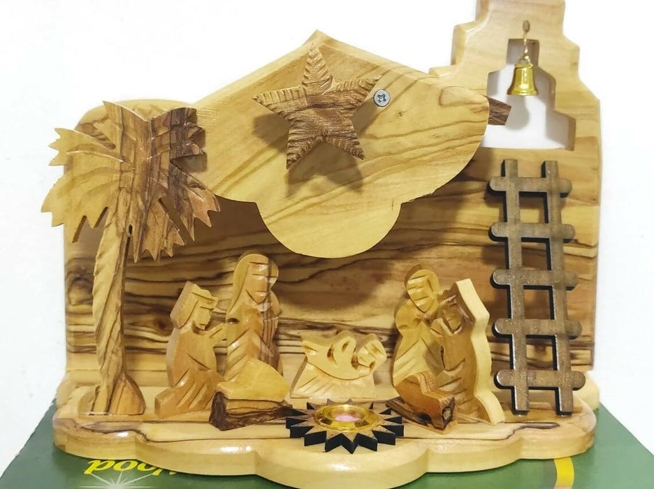Musical Nativity With certificate Made from olive Wood Jerusalem Holy Land Christmas Gift Box
