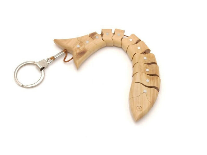 6.3 inch Key chain Fish From Jerusalem Hand Made carved Olive Wood Holy Land