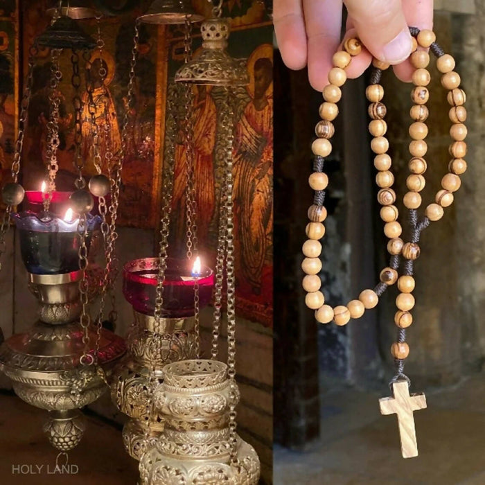 Olive Wood Rosary, Catholic Rosary, Wooden Rosary, Holy Land Rosary, Blessed