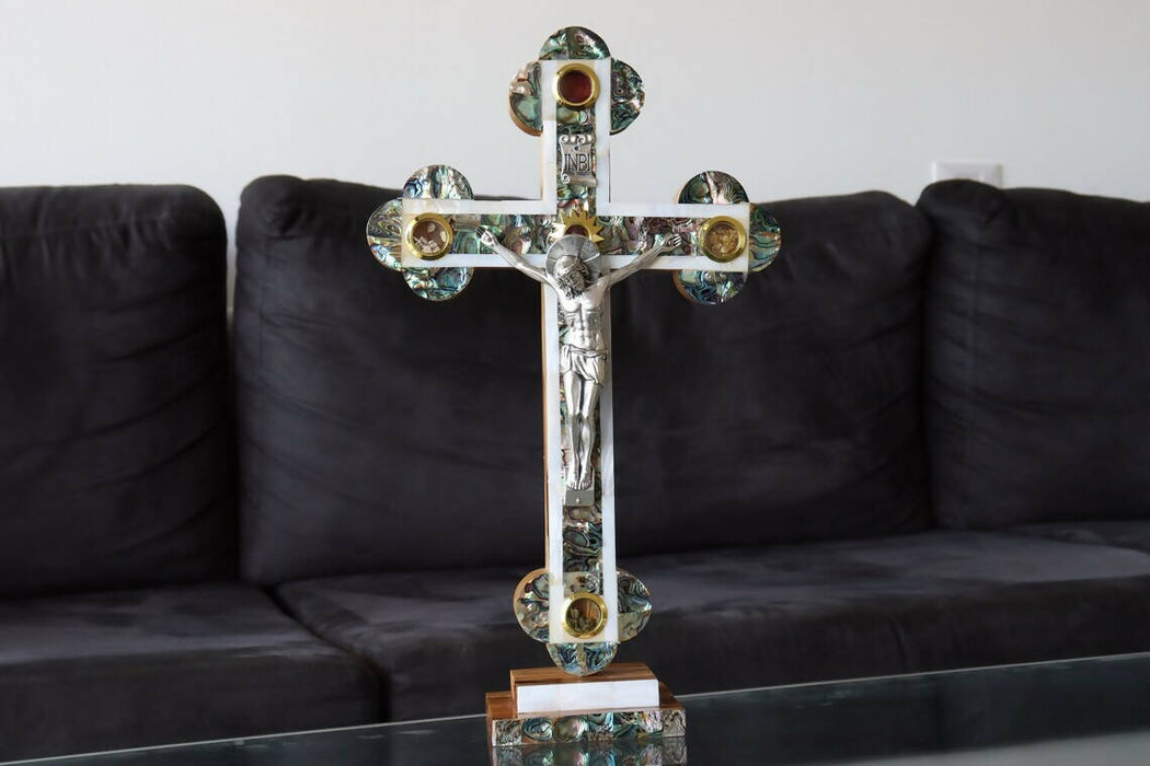 Large Standing Mother of Pearl Cross
