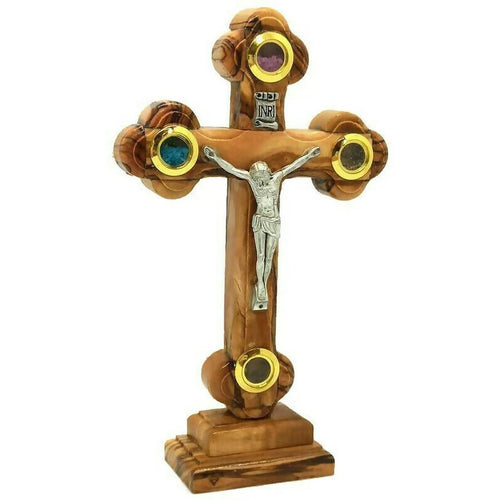 Olive Wood Crucifix With Stand