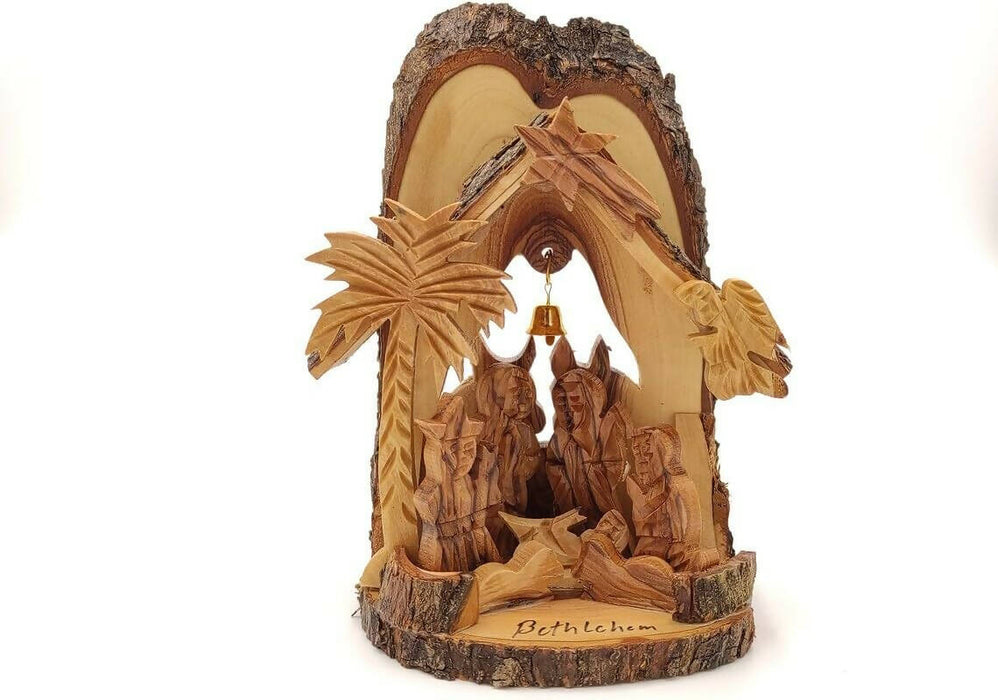 Christmas Nativity With certificate Set Carved on Olive Wood Hand Made From Bethlehem With Box Gift