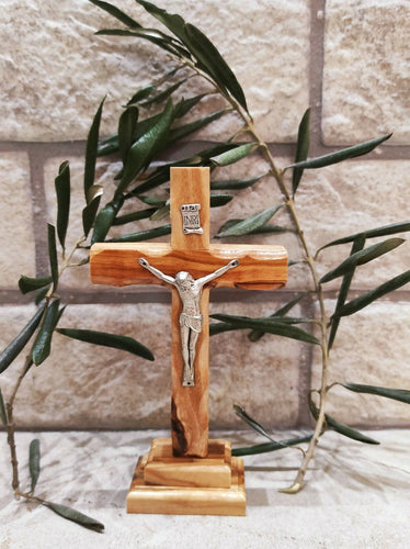 Olive Wood Crucifix Cross Stand