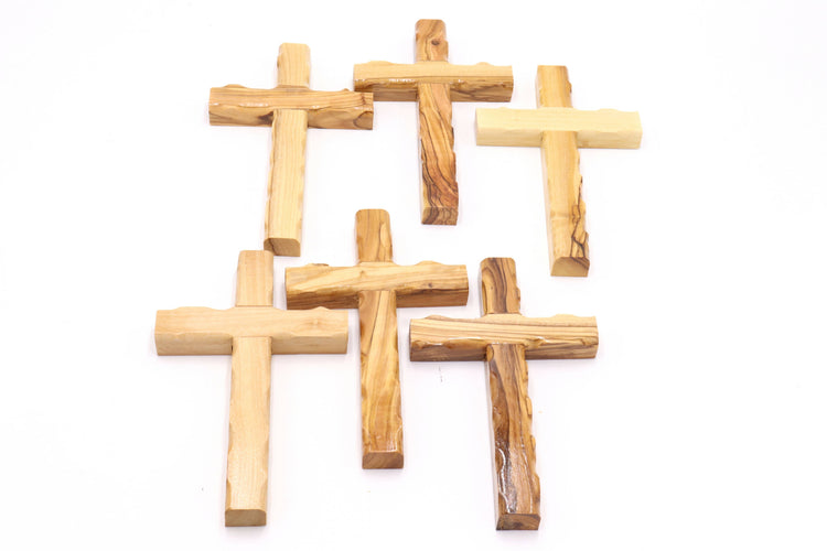 6 PCS Olive Wood Wall 6.1 inch Cross Hand Made Jerusalem Blessed Home Hanging X6