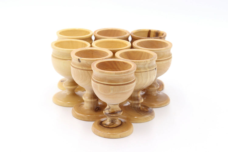 9 PCS Cup Authentic Communion Wine Hand Made olive wood Jerusalem Church