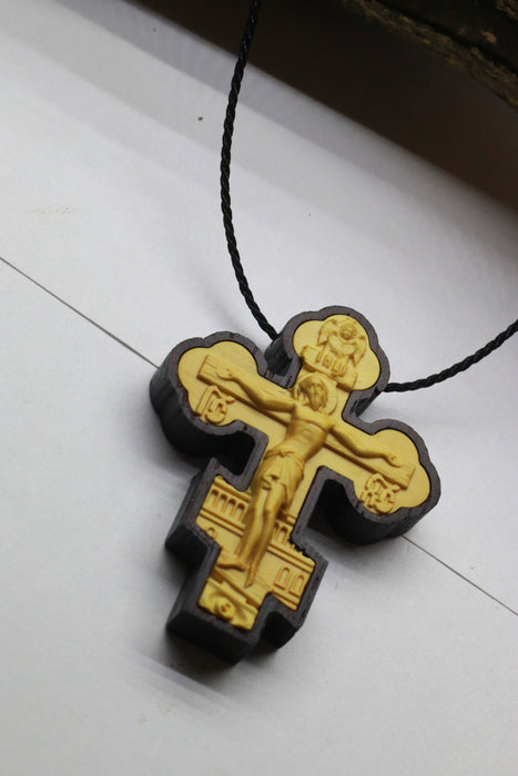 Crucifix cross - Inlay Wenge and Boxwood