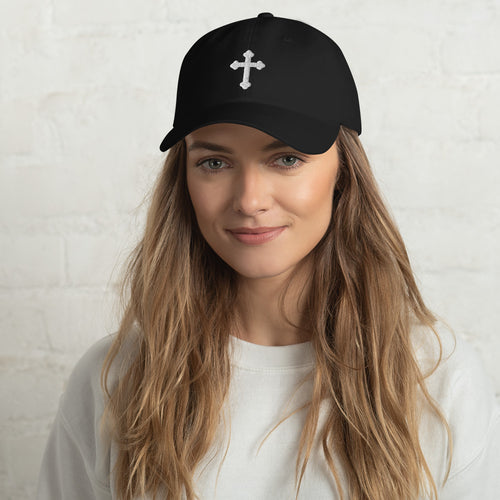 White Cross Embroidered Hat