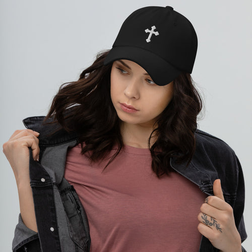 White Cross Embroidered Hat