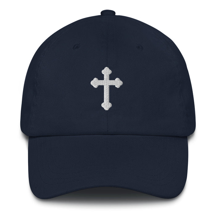 White Cross Embroidered Hat