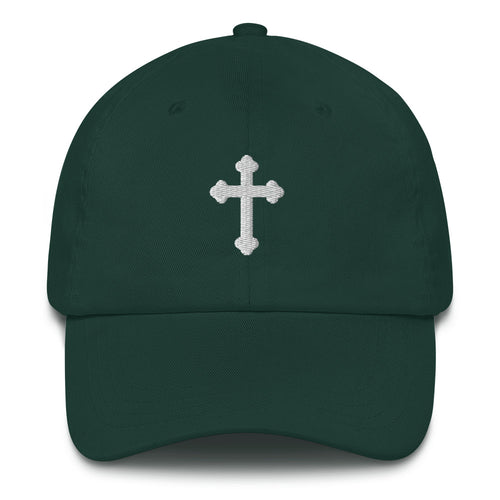 Praying Hands With Cross Baseball Cap - Adjustable Cotton Dad Hat In Light Grey