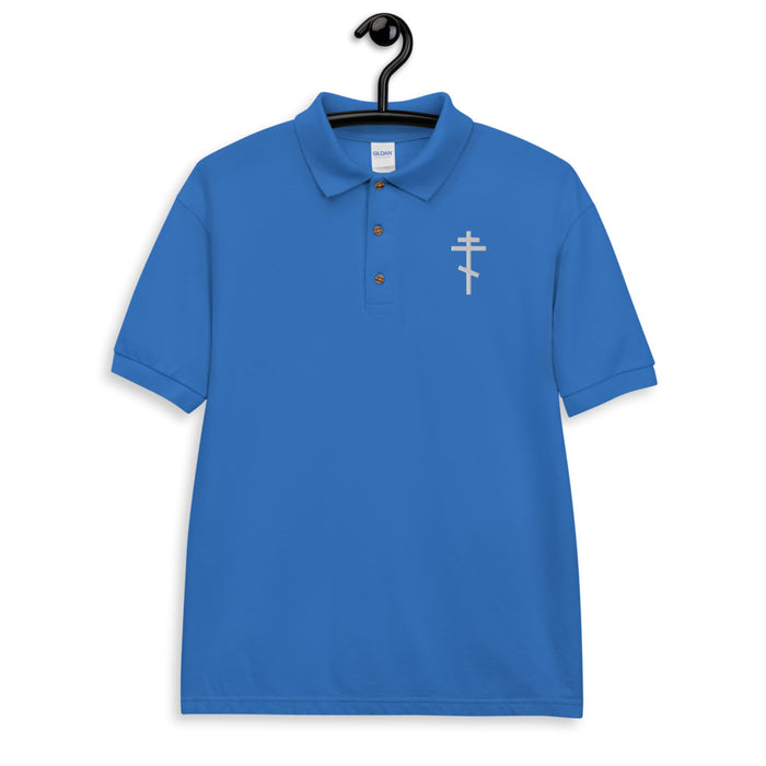 White Russian Cross Embroidered Polo Shirt