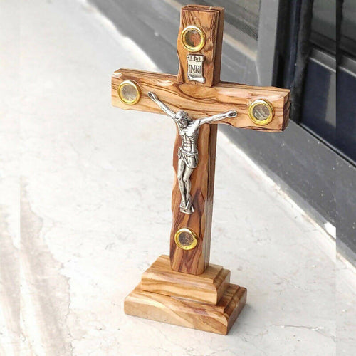 Catholic Olive Wood Stand Crucifix