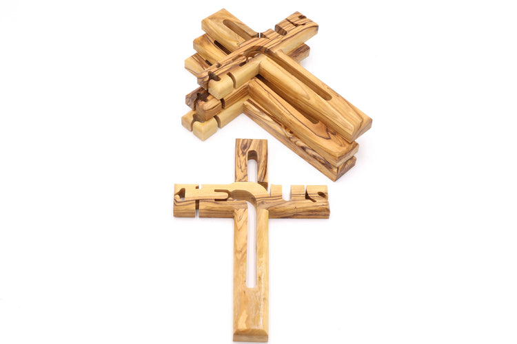 4 Pcs Olive Wood Cross7.87 inch Hand Made Jerusalem HolyLand Crucifix Jesus Wall