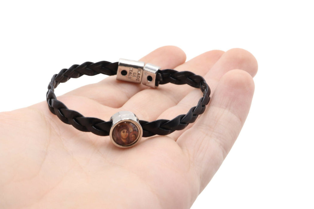 Bracelet made in Italy Black Virgin Icon Unisex Hand Made Christianity gift