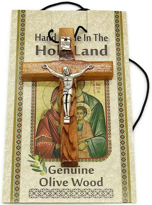 Olive Wood Cross Pendant Necklace Crucifix Wooden 2" Bethlehem Jerusalem Holy Land